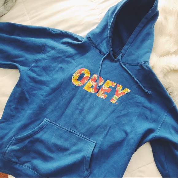 obey hoodie blue